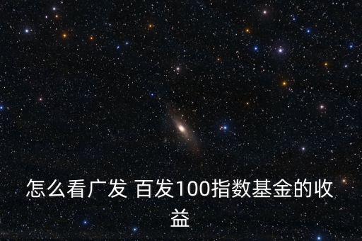 怎么看廣發 百發100指數基金的收益
