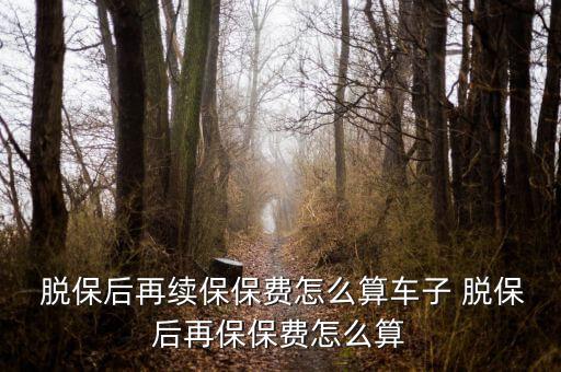  脫保后再續保保費怎么算車子 脫保后再保保費怎么算