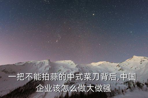 一把不能拍蒜的中式菜刀背后,中國 企業該怎么做大做強