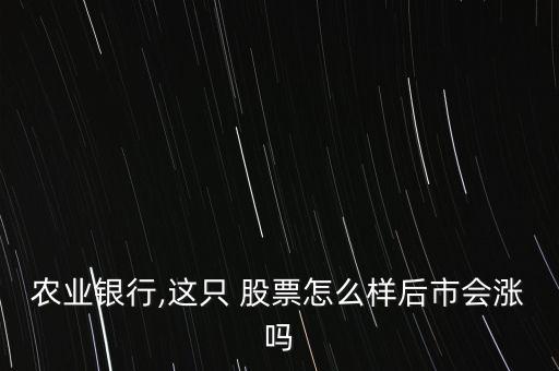 農業銀行,這只 股票怎么樣后市會漲嗎