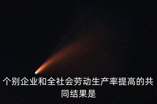 個別企業和全社會勞動生產率提高的共同結果是