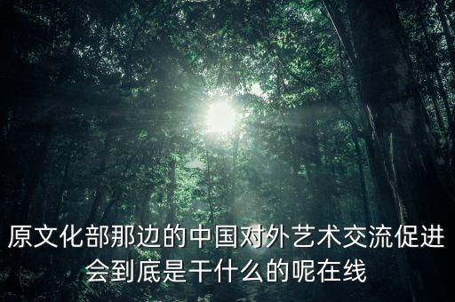 原文化部那邊的中國對外藝術交流促進會到底是干什么的呢在線