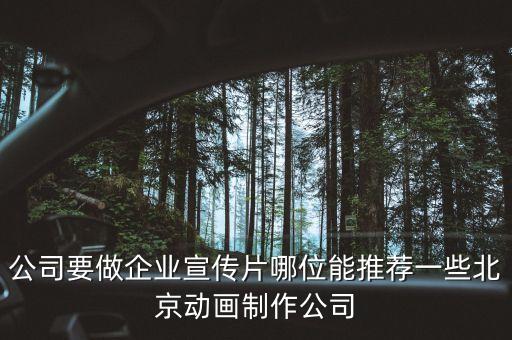 公司要做企業宣傳片哪位能推薦一些北京動畫制作公司