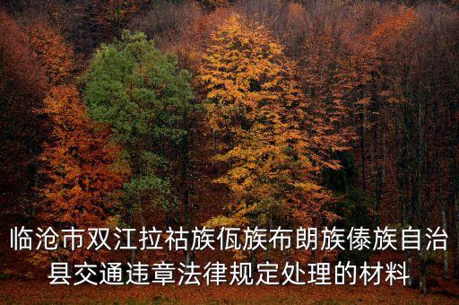 臨滄市雙江拉祜族佤族布朗族傣族自治縣交通違章法律規定處理的材料
