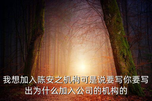 我想加入陳安之機構可是說要寫你要寫出為什么加入公司的機構的