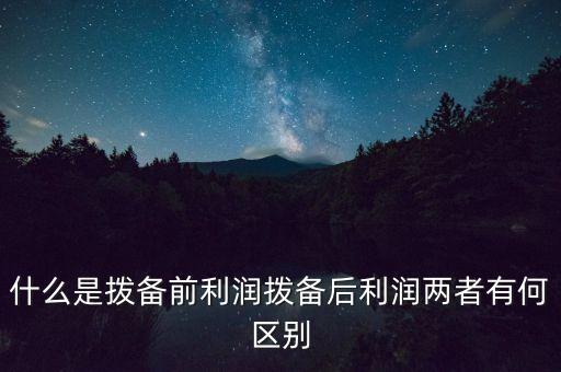 什么是撥備前利潤撥備后利潤兩者有何區別