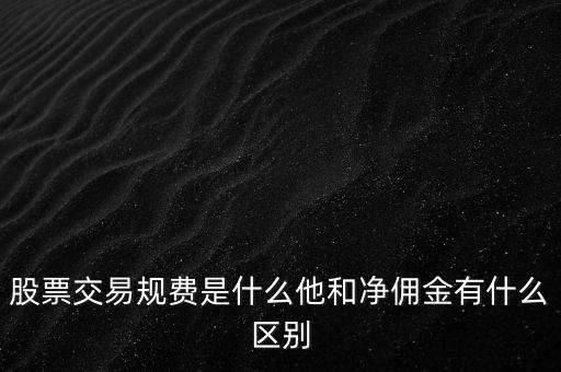 股票交易規費是什么他和凈傭金有什么區別