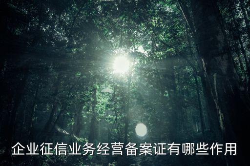 企業(yè)征信業(yè)務經(jīng)營備案證有什么用，中國人民銀行機構(gòu)信用代碼證有什么作用