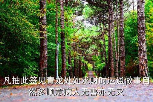 凡抽此簽見青龍處處求財時運通做事自然多順意病人無害亦無災