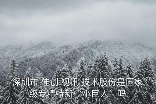 深圳市 佳創 視訊 技術股份是國家級專精特新“小巨人”嗎