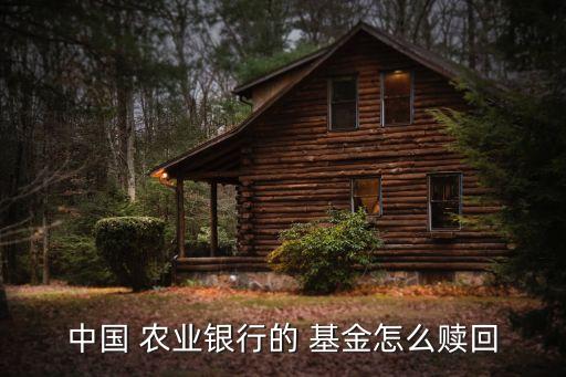 中國 農業銀行的 基金怎么贖回