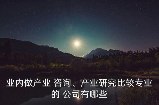 業(yè)內(nèi)做產(chǎn)業(yè) 咨詢(xún)、產(chǎn)業(yè)研究比較專(zhuān)業(yè)的 公司有哪些