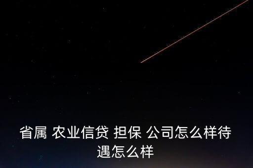 省屬 農業信貸 擔保 公司怎么樣待遇怎么樣