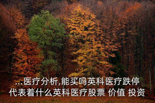 ...醫療分析,能買嗎英科醫療跌停代表著什么英科醫療股票 價值 投資