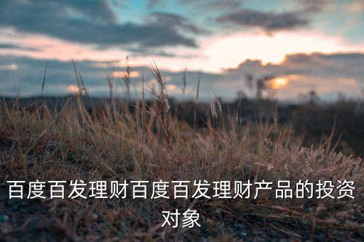 百度百發理財百度百發理財產品的投資對象