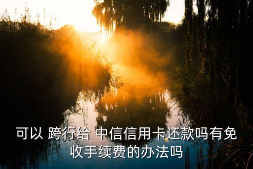 可以 跨行給 中信信用卡還款嗎有免收手續費的辦法嗎