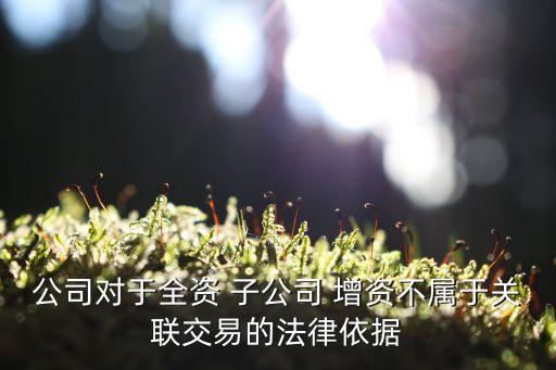 公司對于全資 子公司 增資不屬于關聯交易的法律依據