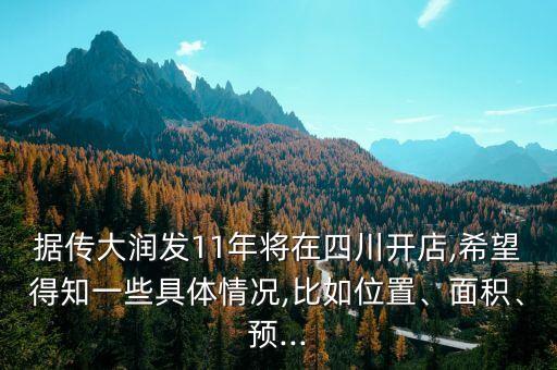 據(jù)傳大潤(rùn)發(fā)11年將在四川開(kāi)店,希望得知一些具體情況,比如位置、面積、預(yù)...