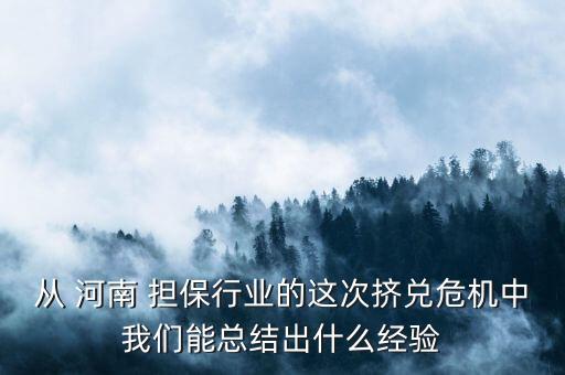 從 河南 擔保行業的這次擠兌危機中我們能總結出什么經驗