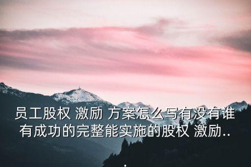員工股權 激勵 方案怎么寫有沒有誰有成功的完整能實施的股權 激勵...