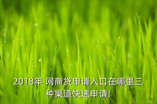2018年 網商貸申請入口在哪里三種渠道快速申請!