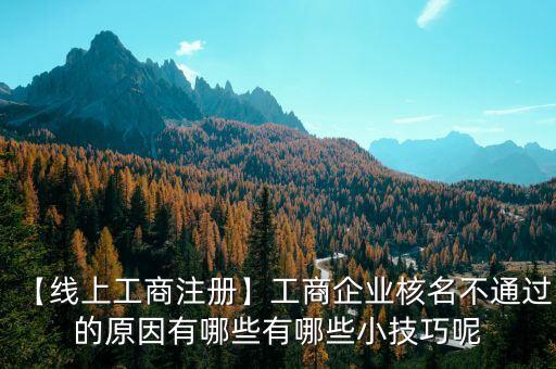 【線上工商注冊】工商企業核名不通過的原因有哪些有哪些小技巧呢