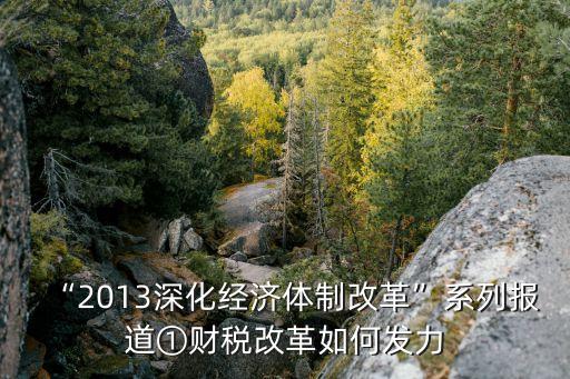 “2013深化經濟體制改革”系列報道①財稅改革如何發力