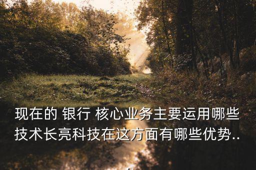 現在的 銀行 核心業務主要運用哪些技術長亮科技在這方面有哪些優勢...