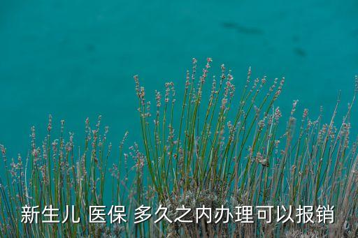 新生兒 醫保 多久之內辦理可以報銷