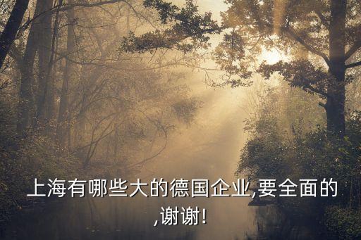  上海有哪些大的德國企業,要全面的,謝謝!
