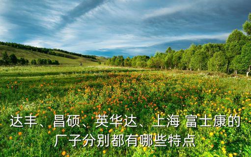 達(dá)豐、昌碩、英華達(dá)、上海 富士康的廠子分別都有哪些特點(diǎn)