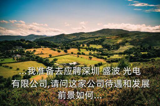 ...我準備去應聘深圳 盛波 光電 有限公司,請問這家公司待遇和發展前景如何...