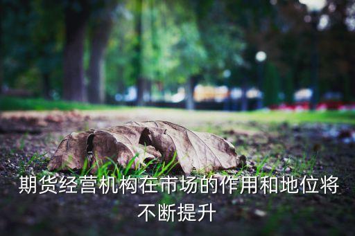  期貨經營機構在市場的作用和地位將不斷提升