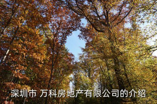 深圳市 萬科房地產有限公司的介紹