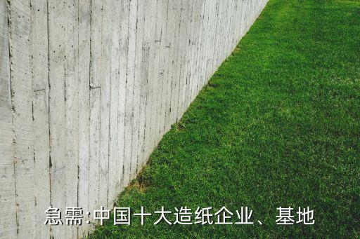 急需:中國十大造紙企業、基地