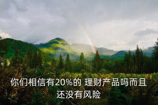 你們相信有20%的 理財產品嗎而且還沒有風險
