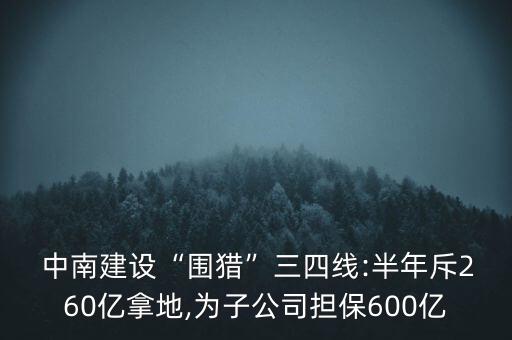  中南建設“圍獵”三四線:半年斥260億拿地,為子公司擔保600億