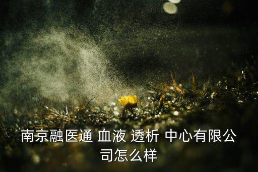南京融醫通 血液 透析 中心有限公司怎么樣