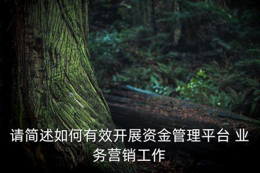 請簡述如何有效開展資金管理平臺 業務營銷工作