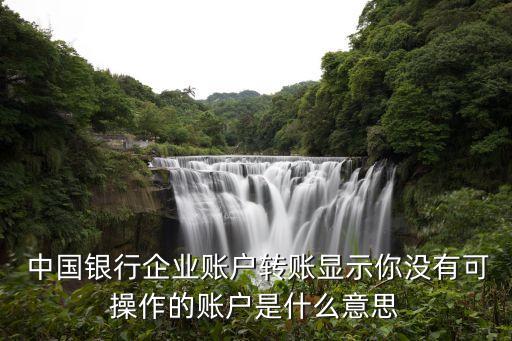  中國銀行企業賬戶轉賬顯示你沒有可操作的賬戶是什么意思