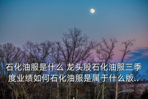 石化油服是什么 龍頭股石化油服三季度業績如何石化油服是屬于什么版...