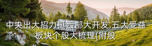中央出大招力挺西部大開發,五大受益板塊個股大梳理(附股