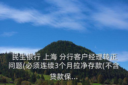  民生銀行 上海 分行客戶經理轉正問題(必須連續3個月拉凈存款(不含貸款保...