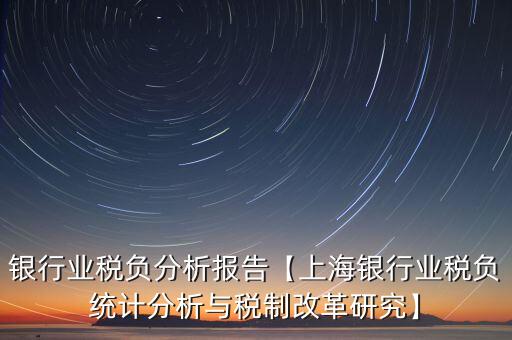 銀行業稅負分析報告【上海銀行業稅負統計分析與稅制改革研究】