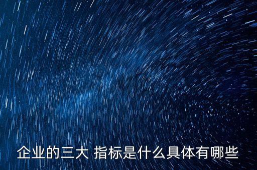 企業的三大 指標是什么具體有哪些