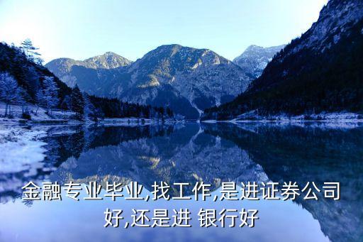 金融專業畢業,找工作,是進證券公司好,還是進 銀行好