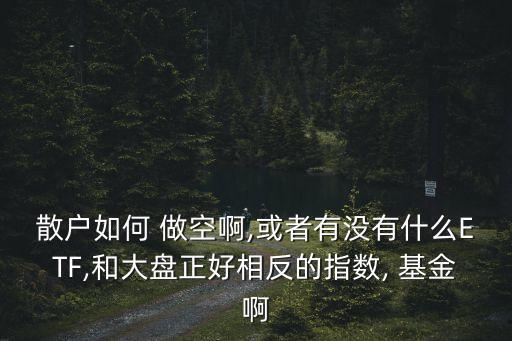 散戶如何 做空啊,或者有沒有什么ETF,和大盤正好相反的指數, 基金啊