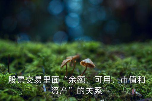  股票交易里面“余額、可用、市值和 資產”的關系