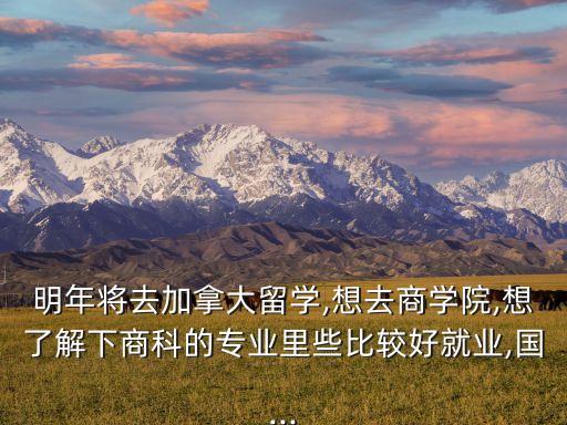 明年將去加拿大留學,想去商學院,想了解下商科的專業里些比較好就業,國...
