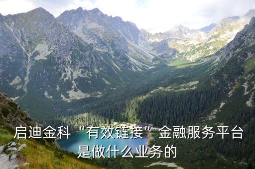  啟迪金科“有效鏈接”金融服務平臺是做什么業務的